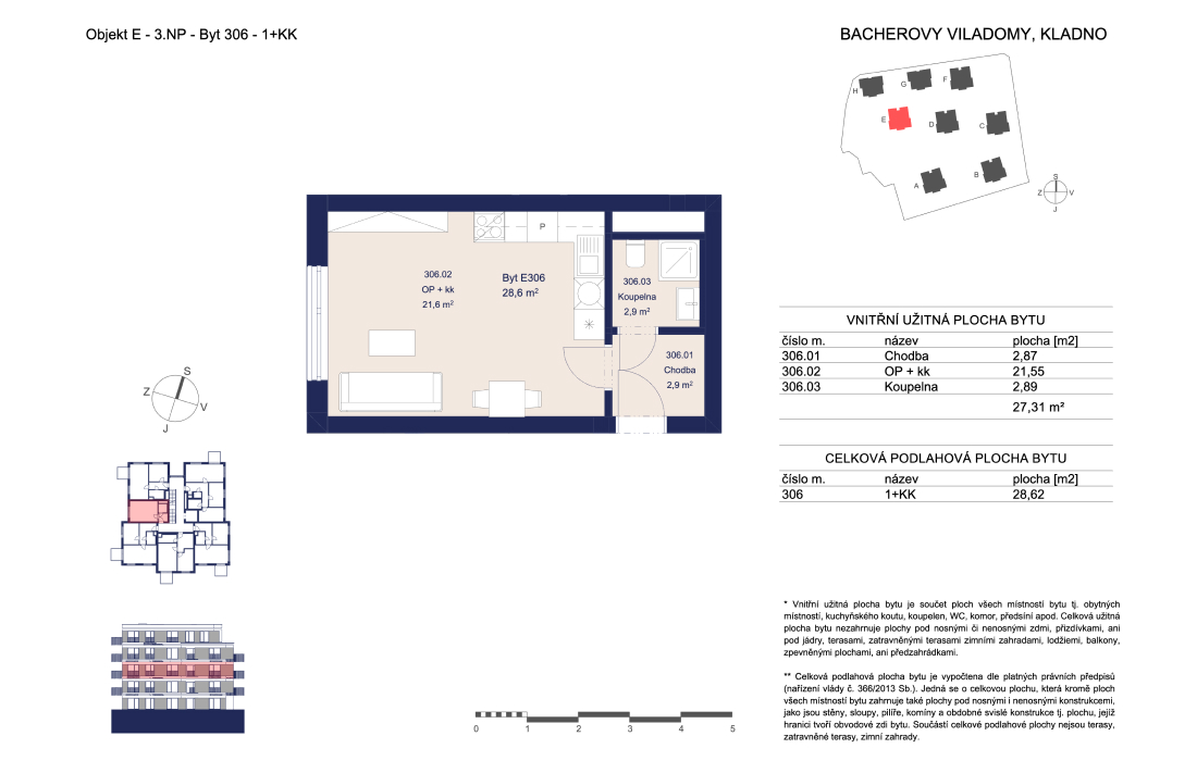 Byt E306 - Bacherovy Viladomy - 1+kk (28 m²)